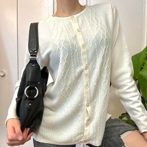 Ivory Cable Knit Cardigan Size Medium